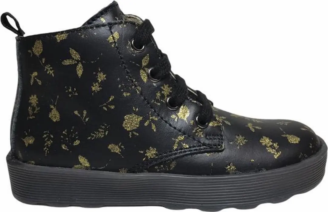 Falcotto veter rits gouden blaadjes lederen schoenen Arawn zwart mt 24