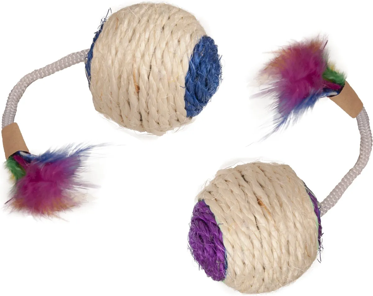 Flamingo Sisal Speelbal Rammelaar met veer