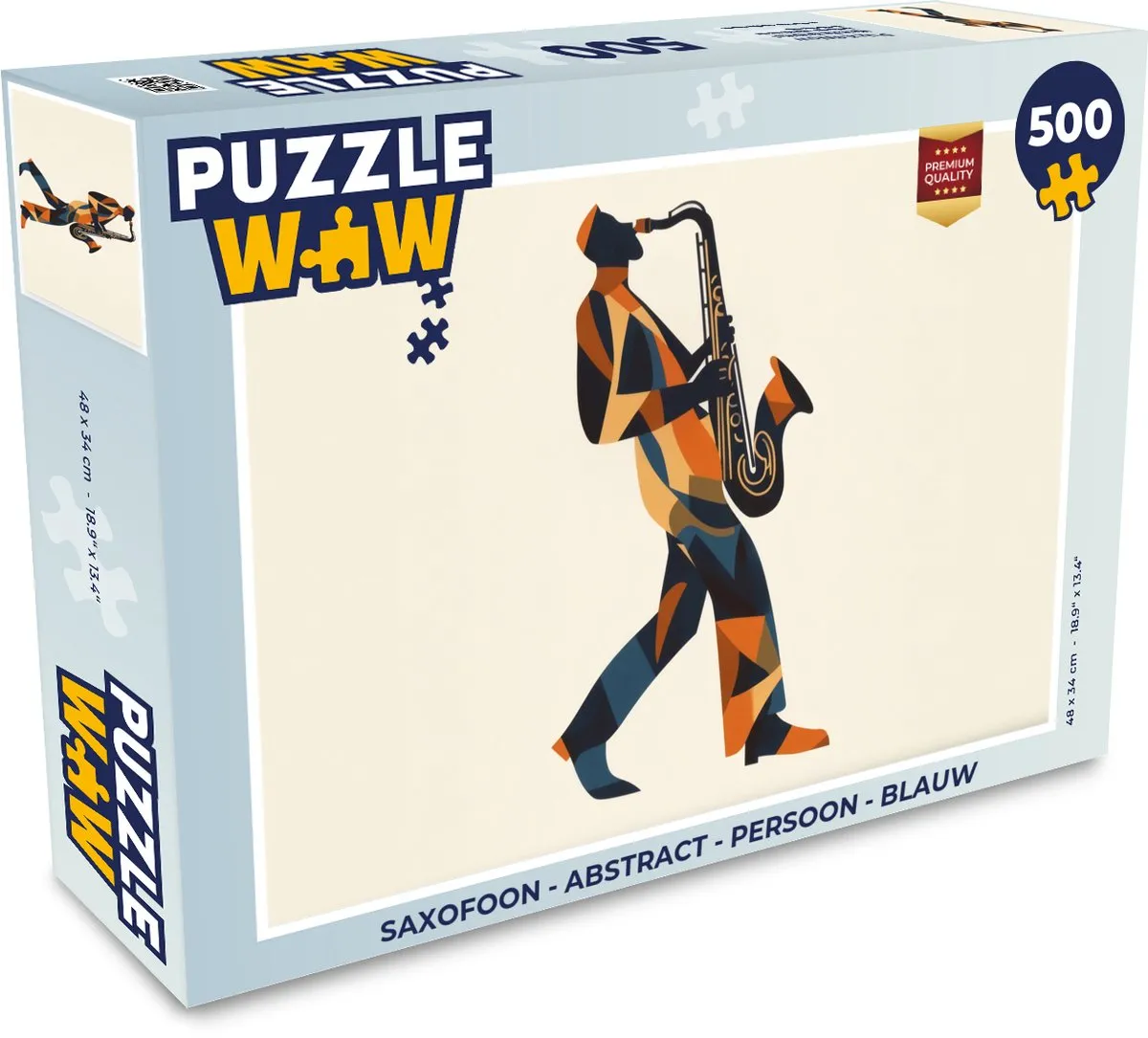 PuzzleWow Saxofoon Abstract Legpuzzel 500 Stuks - Blauw