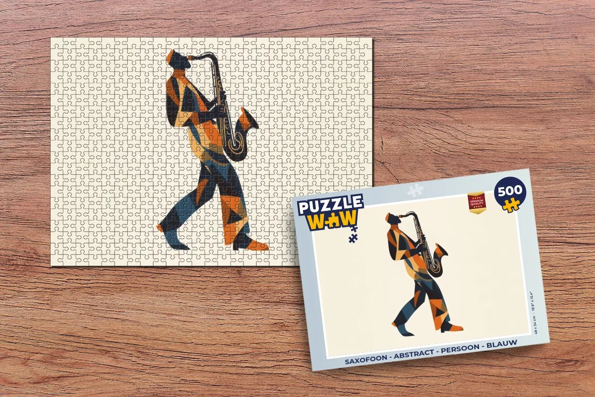 PuzzleWow Saxofoon Abstract Legpuzzel 500 Stuks - Blauw