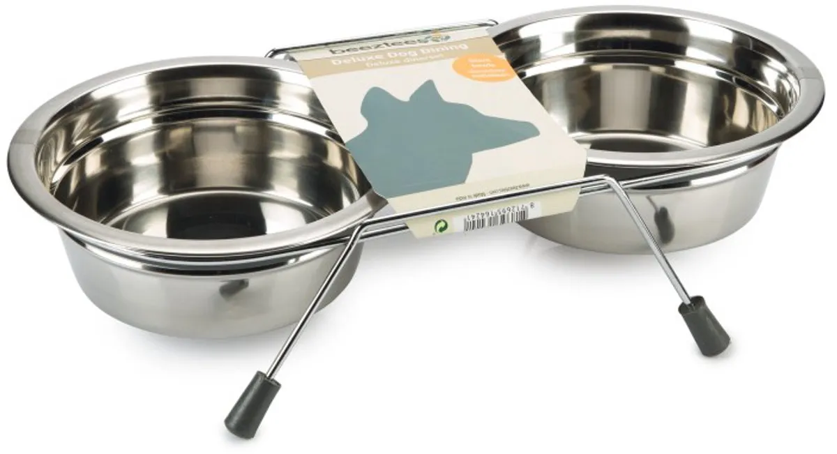 Beeztees Rvs Delux Dinerset Lumara - 16cm - Zilver