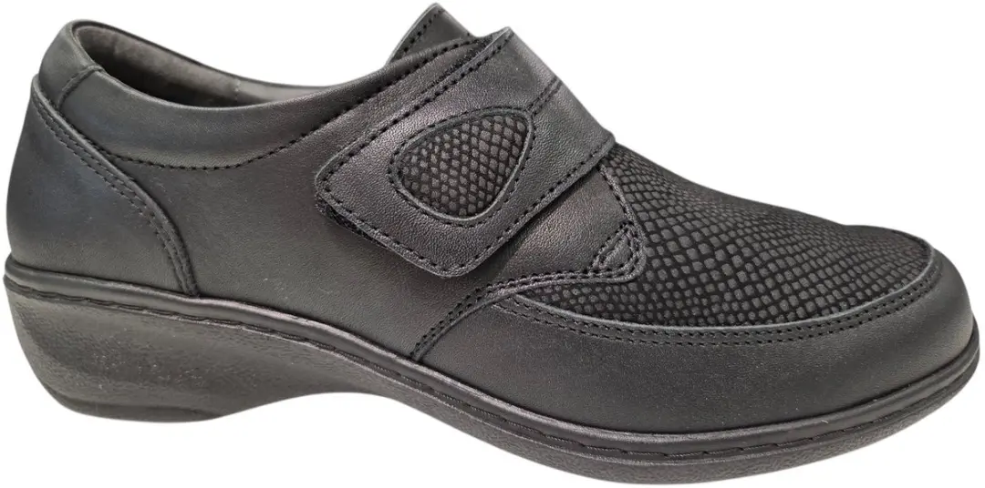 Q Fit Berlin Zwarte Leren Klittenand Schoenen Dames