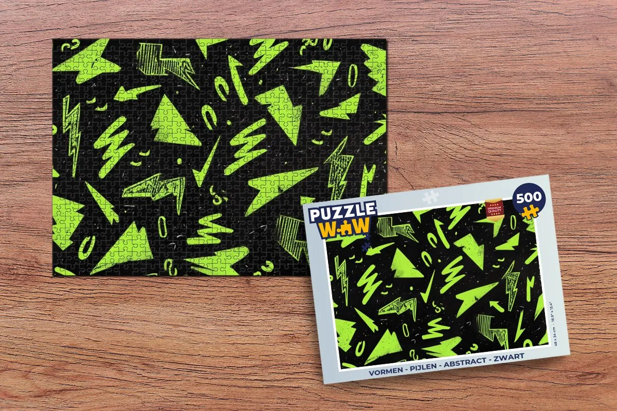 PuzzleWow Abstract Pijlen Legpuzzel 500 Stuks - Zwart/Groen