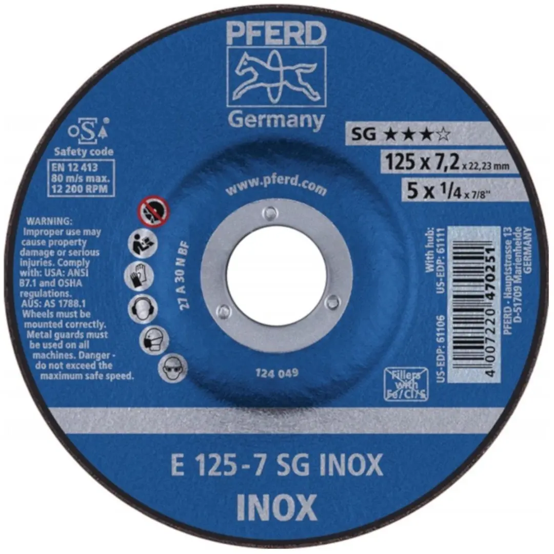 Pferd SG Inox Afbraamschijf 62212623 - 125mm - 10 stuks - afbeelding 3 van 4