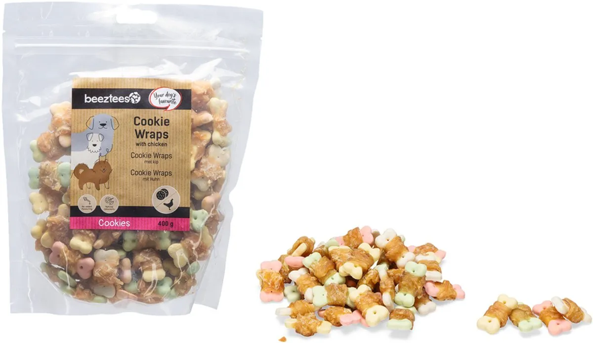 Beeztees Tasty Treats Cookie Wraps Kip - Mini Hondensnacks 400g