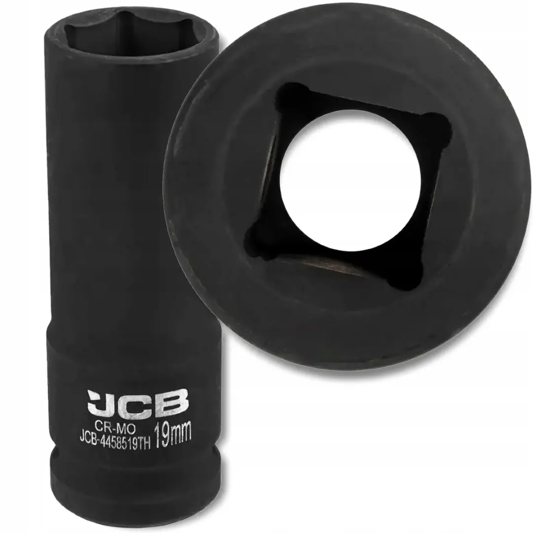 JCB dopsleutel 1/2" 19 mm Cr-Mo diepe zeskant