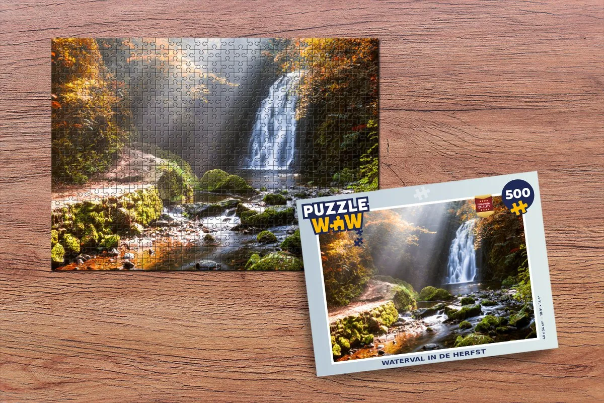PuzzleWow Herfst Waterval Legpuzzel 500 Stuks - Multicolor