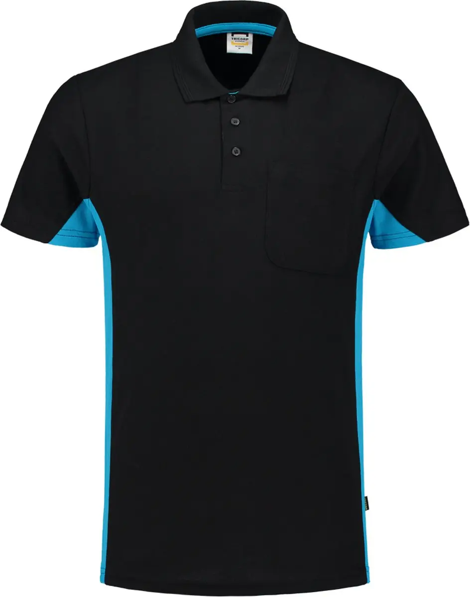 Tricorp Poloshirt Bicolor Borstzak 202002 Zwart / Turquoise