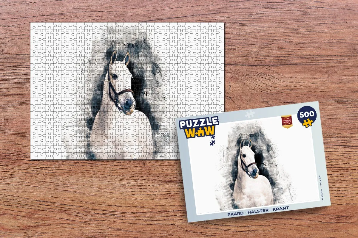 PuzzleWow Paard Halster Krant Legpuzzel 500 Stuks - Multicolor