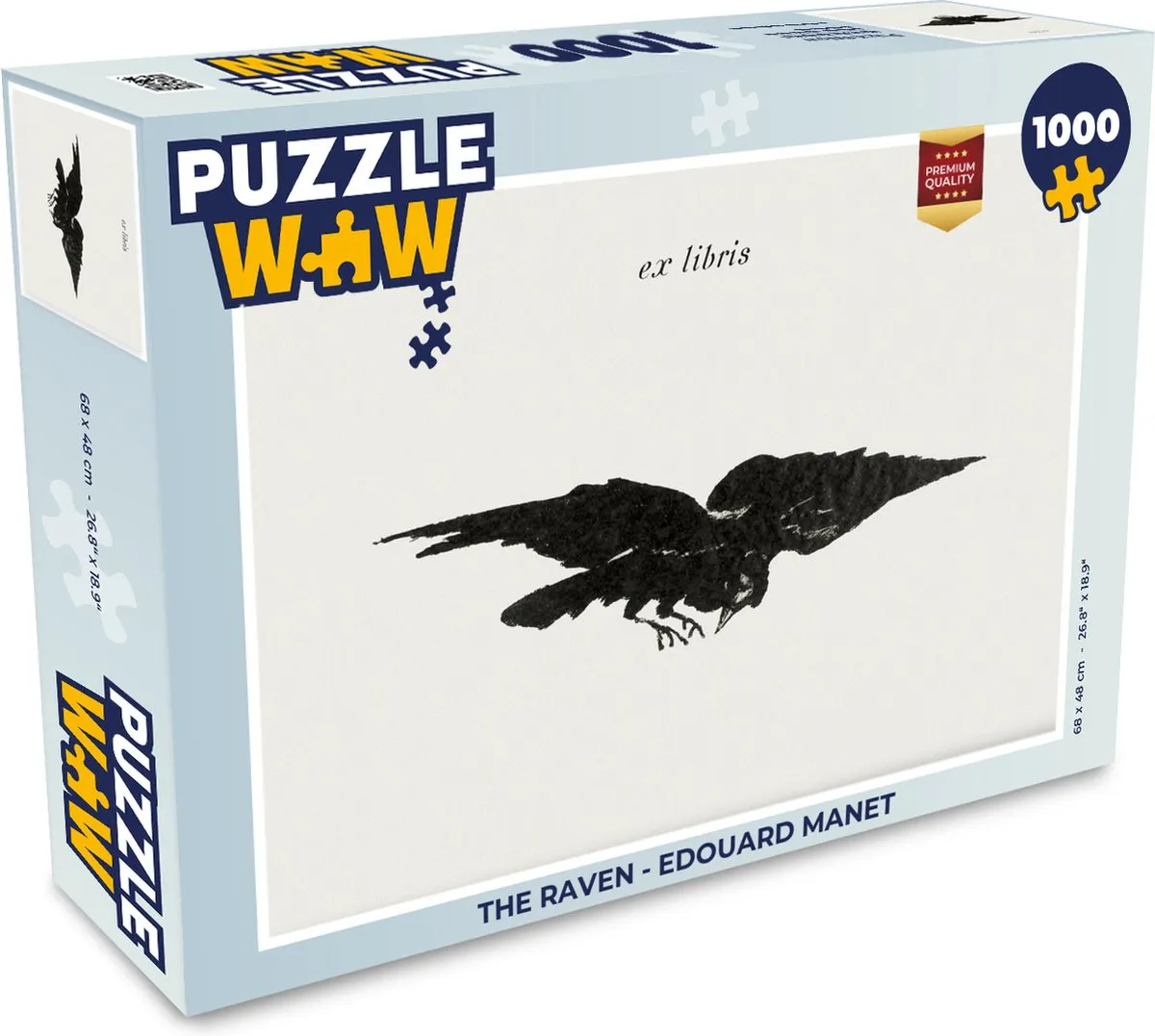 PuzzleWow The Raven - Edouard Manet Legpuzzel 1000 Stuks - Multicolor