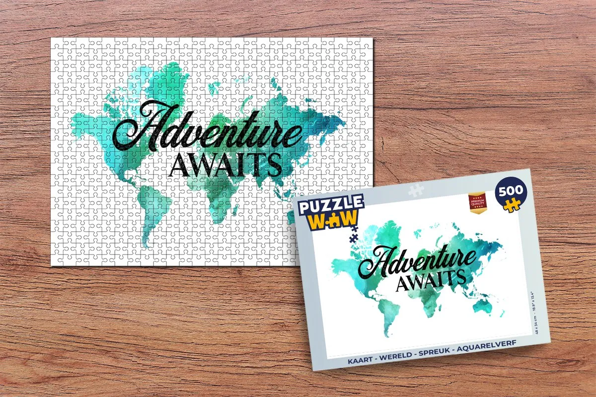 PuzzleWow Wereld Spreuk Aquarelverf Legpuzzel 500 Stuks - Multicolor