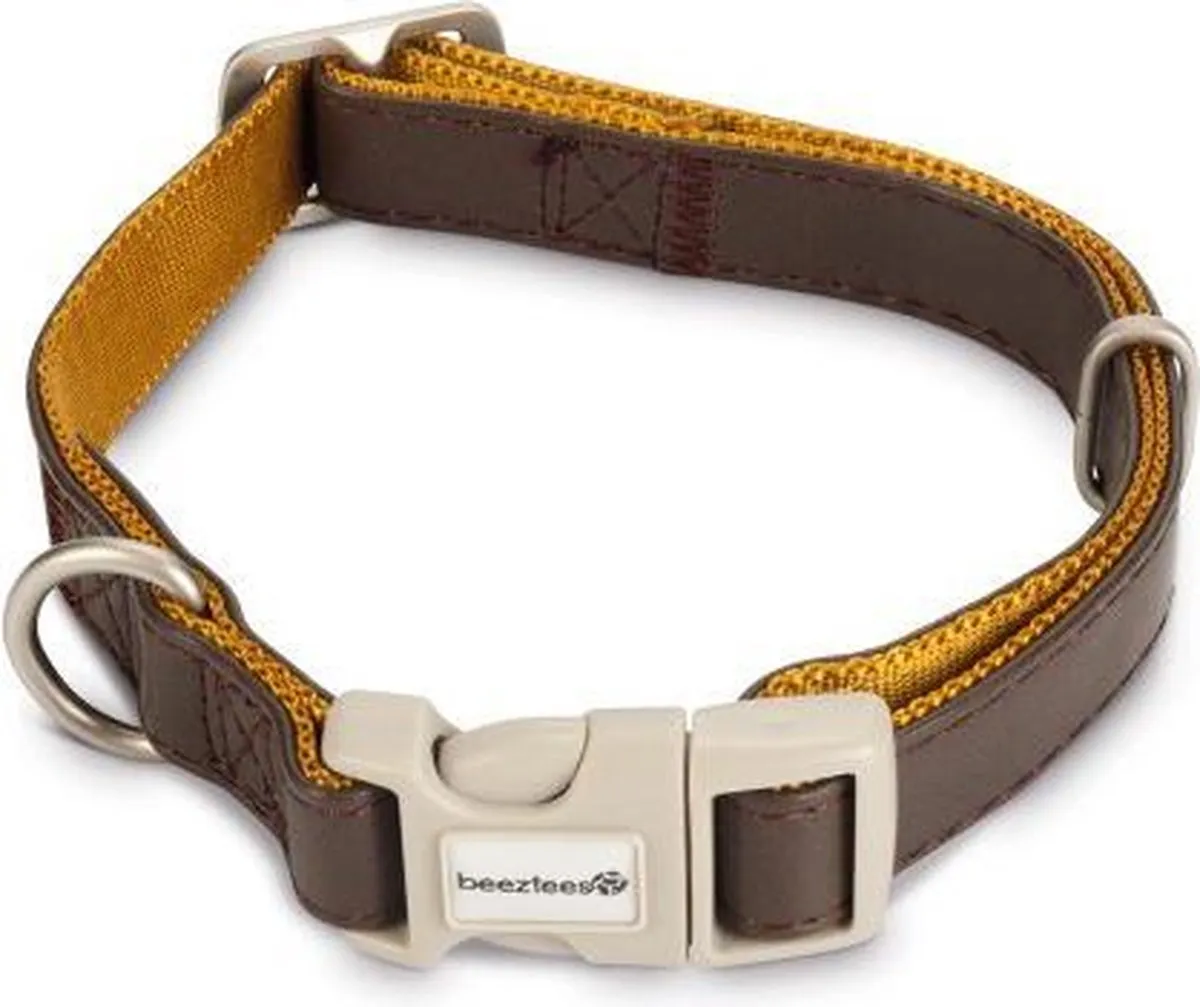 Beeztees Soft Touch Halsband Hond - Bruin 35-50x2cm