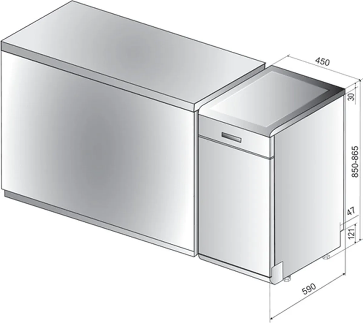 Whirlpool WSFO3O23PFWP Vaatwasser - 10 Couverts - Wit