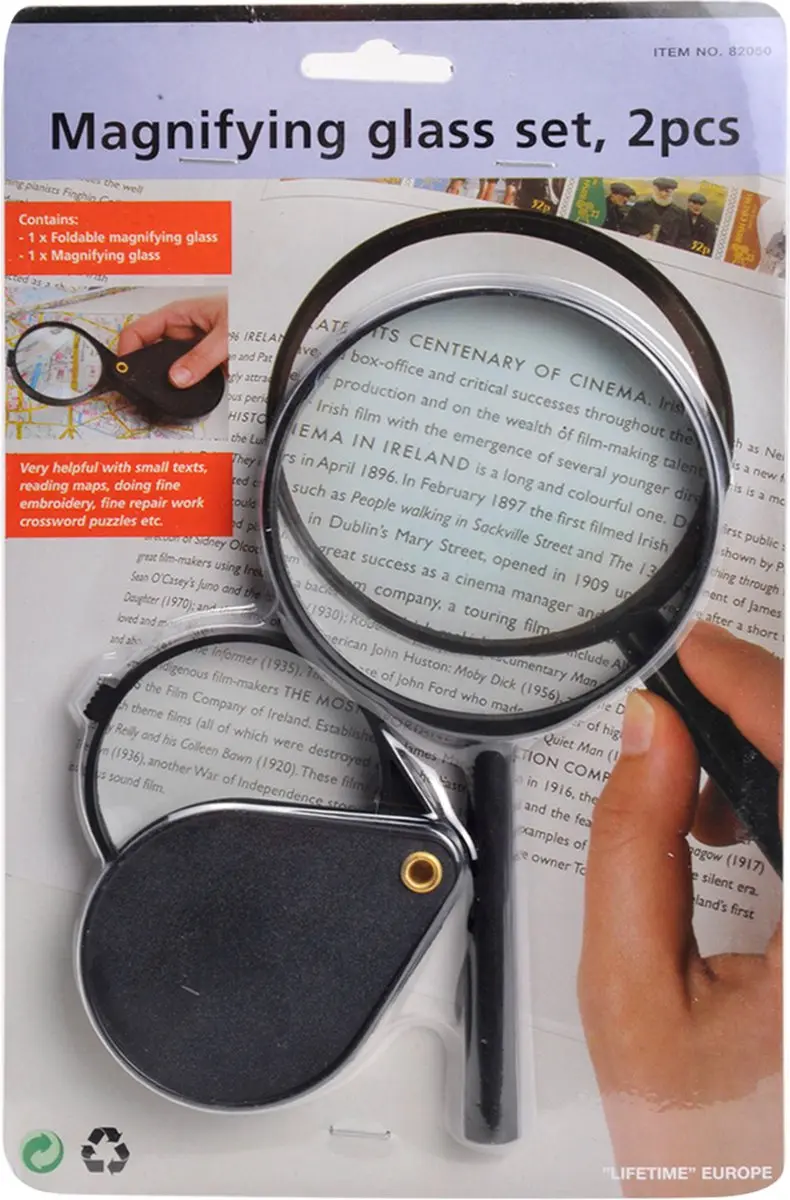 ThimToys Vergrootglas set 2-delig transparant zwart