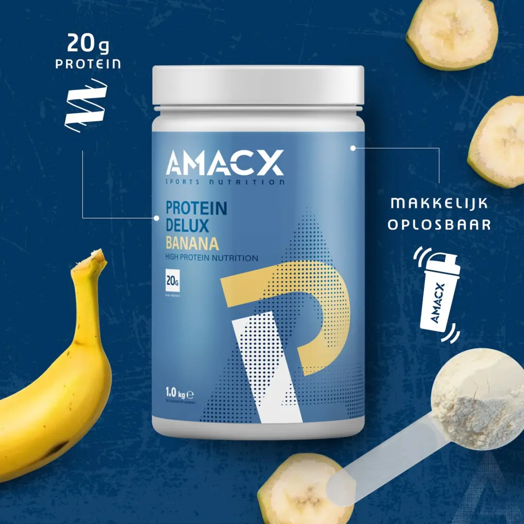Amacx Protein Delux Whey Banana 1000g - afbeelding 2 van 6