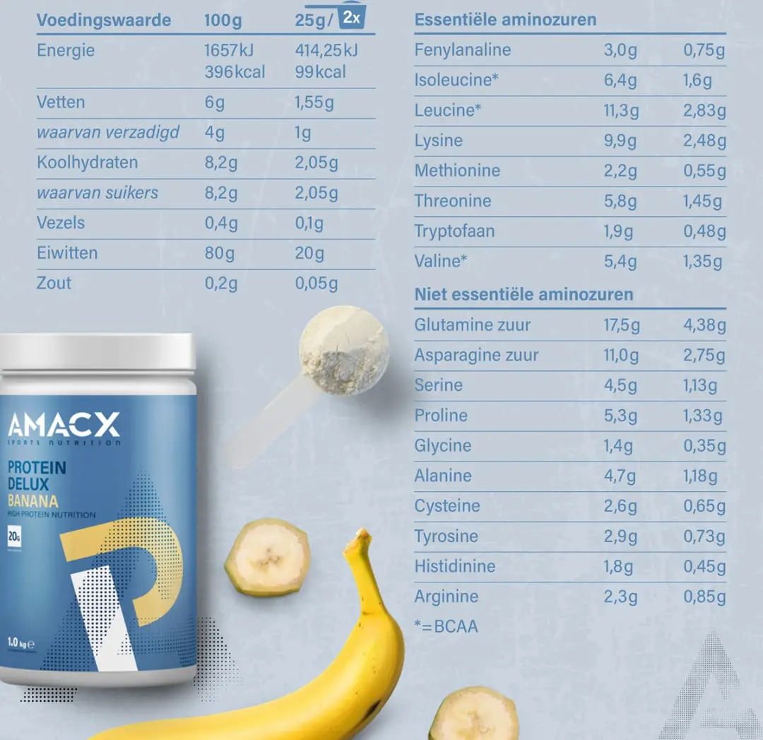 Amacx Protein Delux Whey Banana 1000g - afbeelding 6 van 6