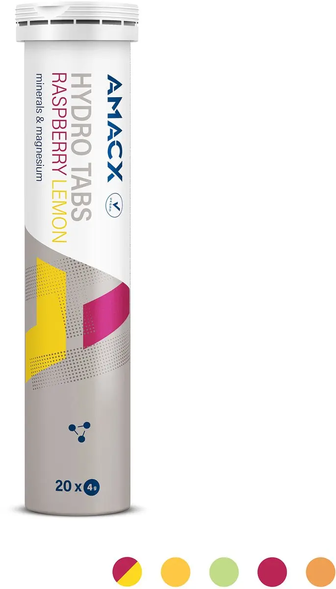 Amacx Hydro Tabs Elektrolyten Raspberry Lemon 120 tabletten - afbeelding 3 van 6