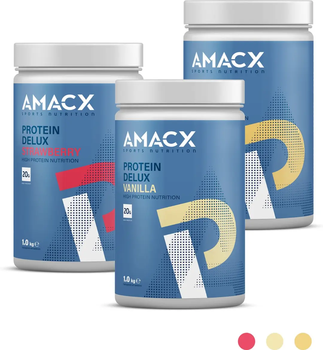 Amacx Protein Delux Whey Strawberry 1kg - afbeelding 6 van 6