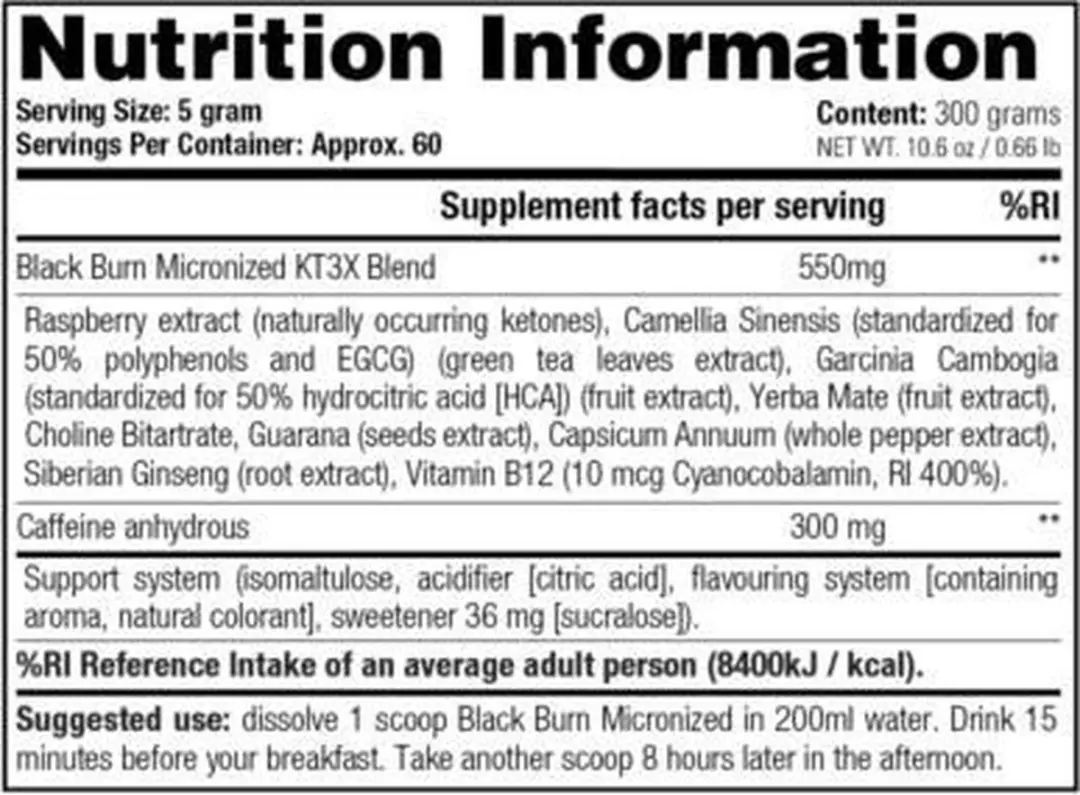 Stacker Black Burn Micronized 300g - afbeelding 2 van 6