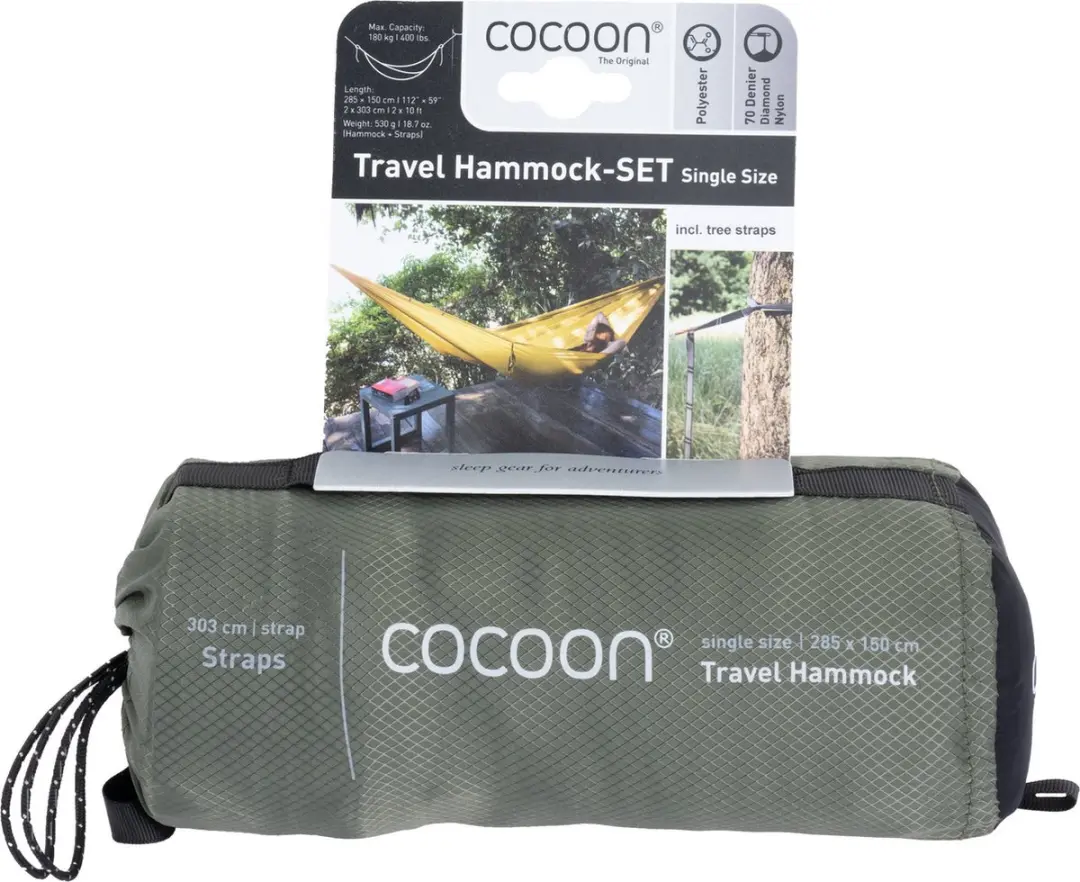 Cocoon Travel Hammock Set Single Cypress green - afbeelding 5 van 6