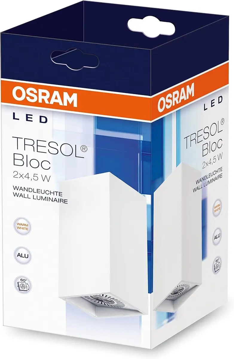 Osram LED wandlamp, Tresol, wit, binnenlamp, horizontale en verticale montage, L