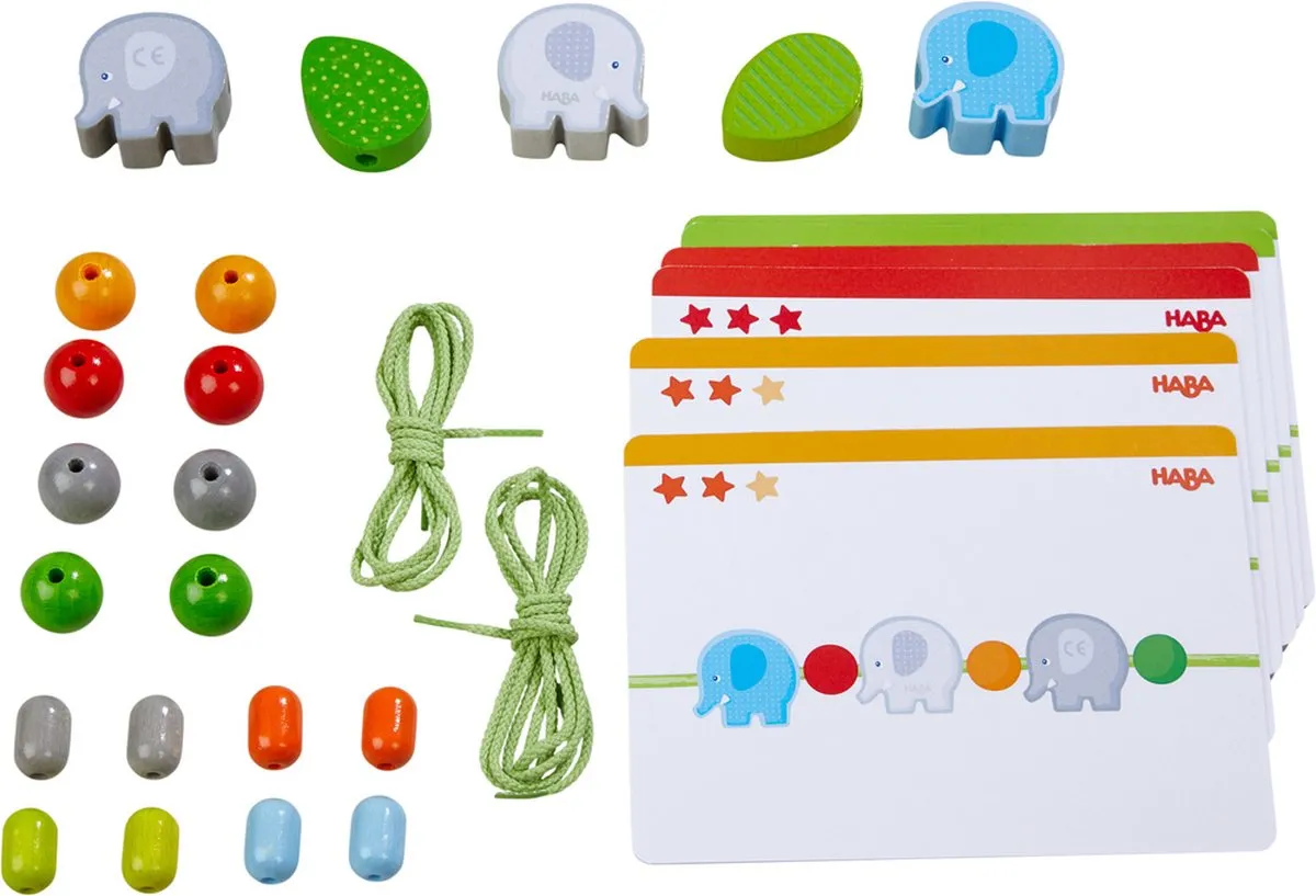 Haba Rijgspel Olifanten Junior 21-delig - Multicolor