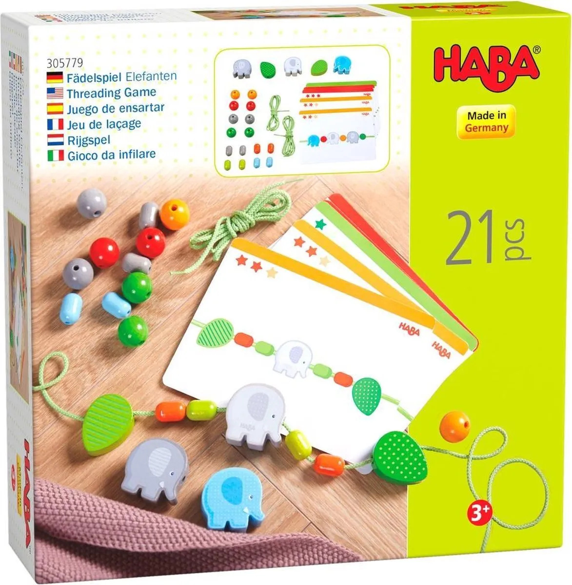 Haba Rijgspel Olifanten Junior 21-delig