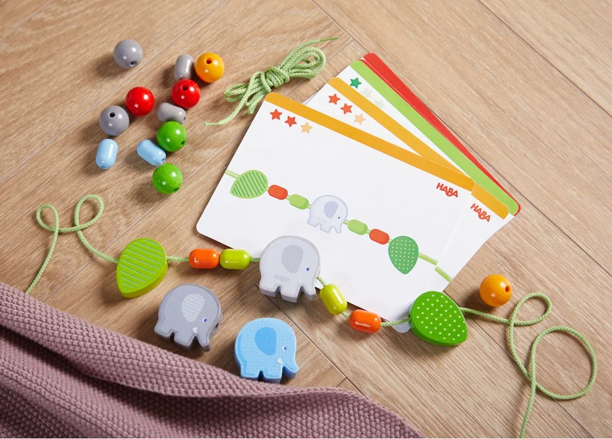 Haba Rijgspel Olifanten Junior 21-delig - Multicolor