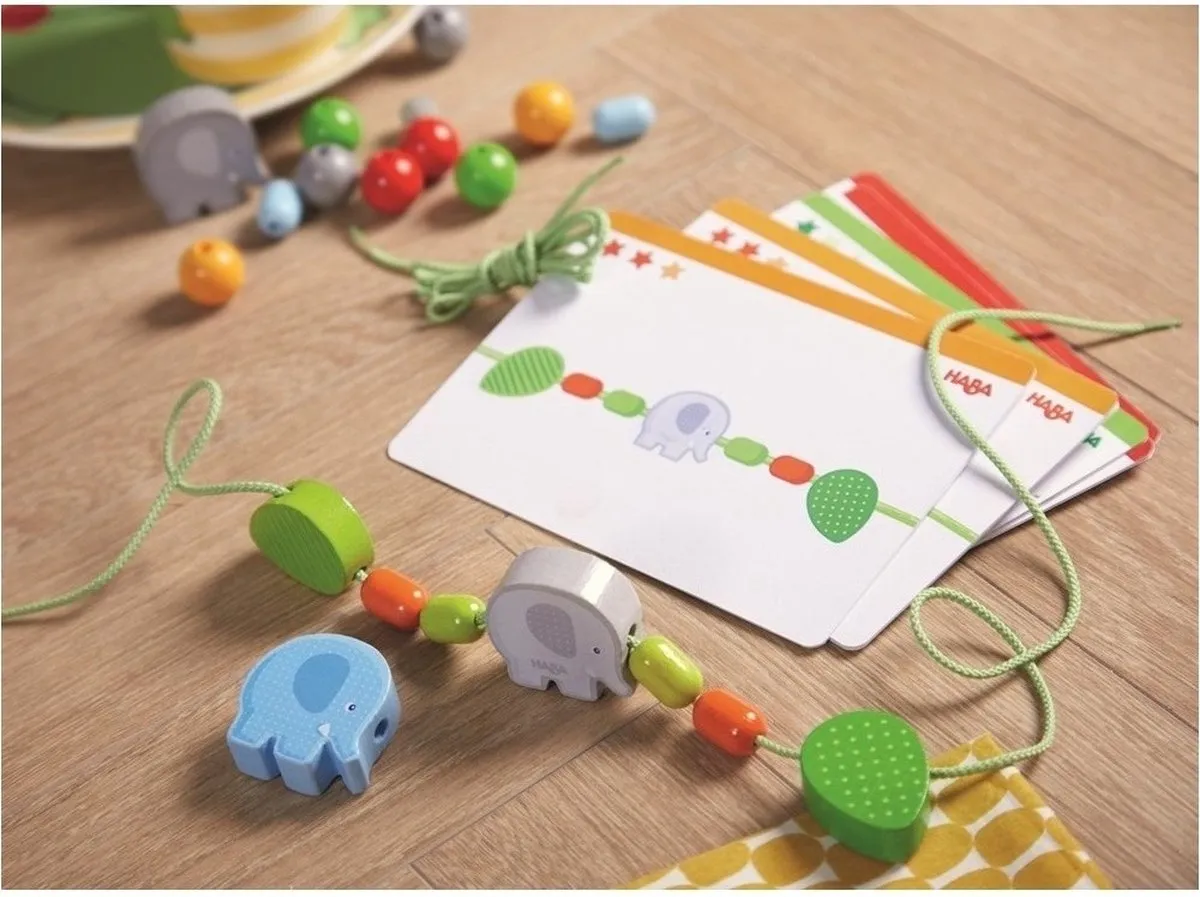 Haba Rijgspel Olifanten Junior 21-delig - Multicolor