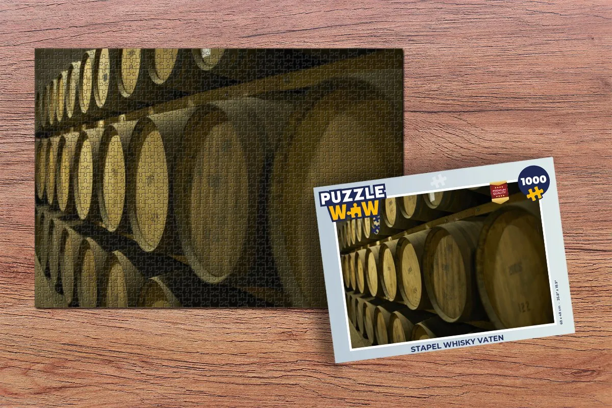 PuzzleWow Legpuzzel Stapel Whisky Vaten 1000 Stuks - Multicolor