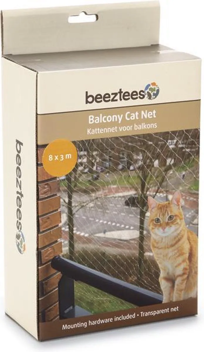 Beeztees Kattennet Balkon 8x3m Transparant