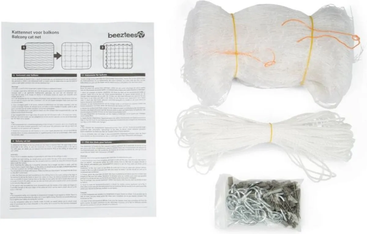 Beeztees Kattennet Balkon 8x3m Transparant