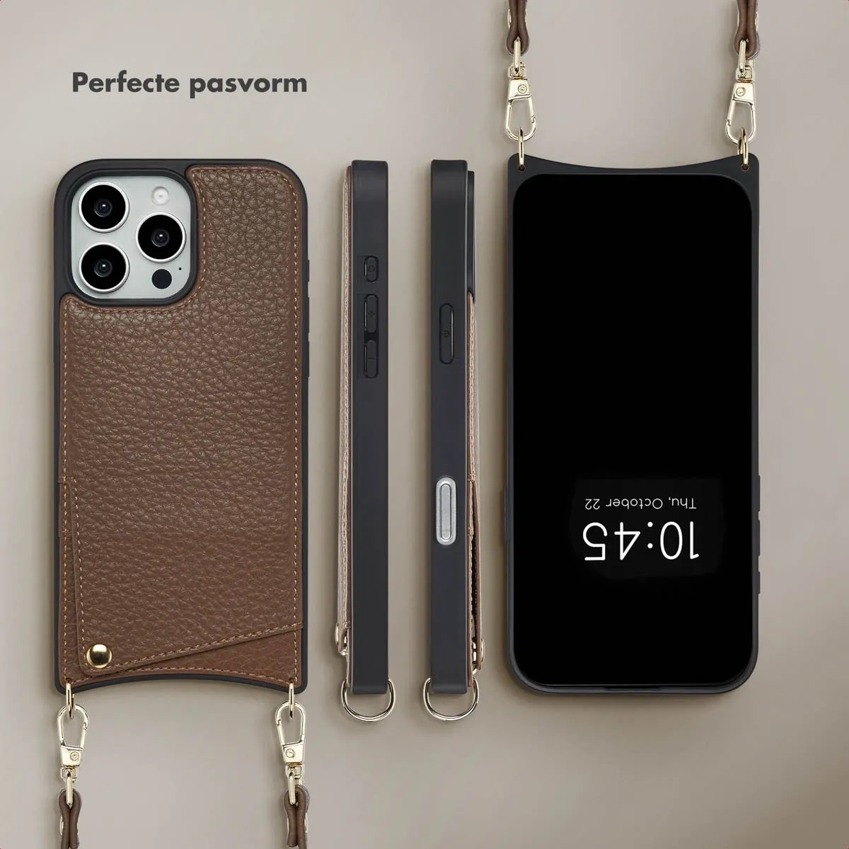 Selencia Hoesje iPhone 16 Pro Max - Mocha Brown - 2 Pasjes - afbeelding 6 van 6