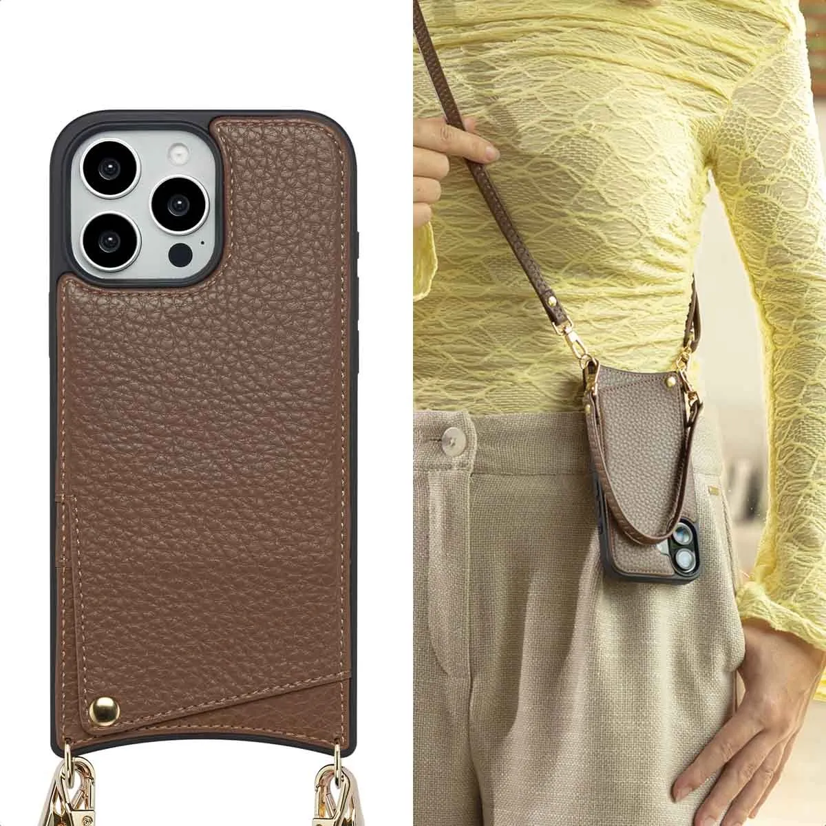 Selencia Hoesje iPhone 16 Pro Max - Mocha Brown - 2 Pasjes