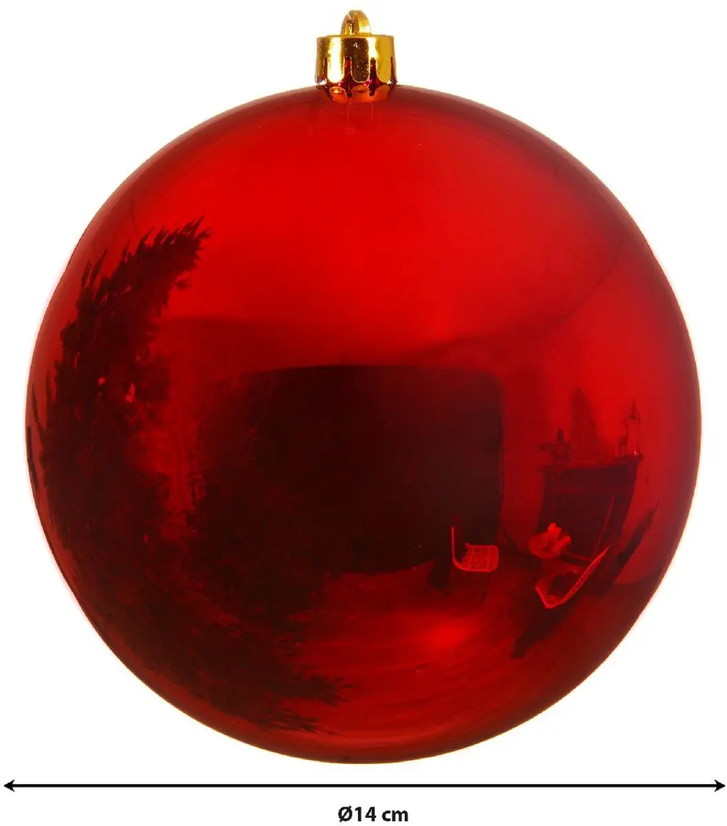 Decoris Kerstbal polystyreen 14cm - Kerstrood - afbeelding 2 van 3