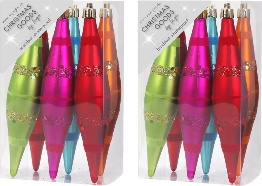 12x Kunststof kersthangers pegels kerstballen gekleurd 15 cm