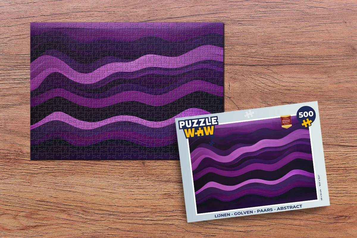 PuzzleWow Lijnen - Golven Abstract Puzzel 500 Stuks - Paars