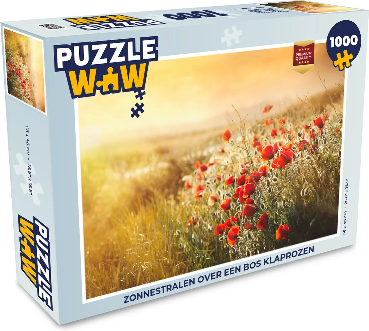 PuzzleWow Legpuzzel Zonnestralen Bos Klaprozen 1000 Stuks