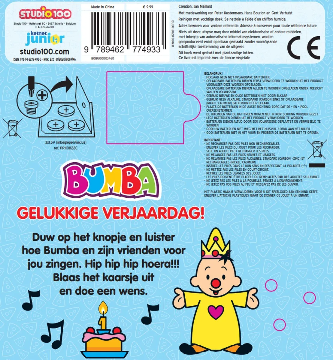 Bumba verjaardagsboek met kaars en muziek