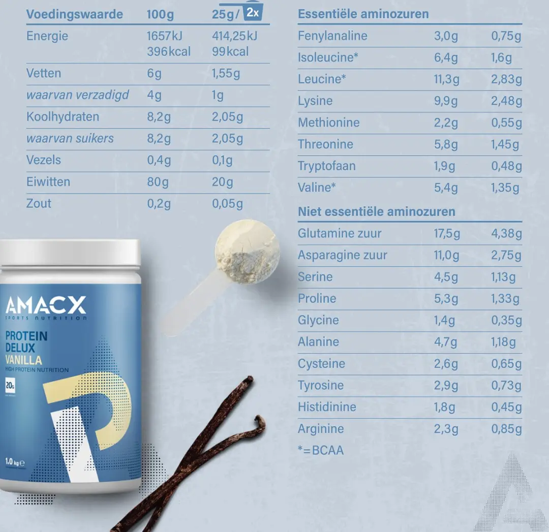 Amacx Protein Delux Vanille 1000g - afbeelding 6 van 6
