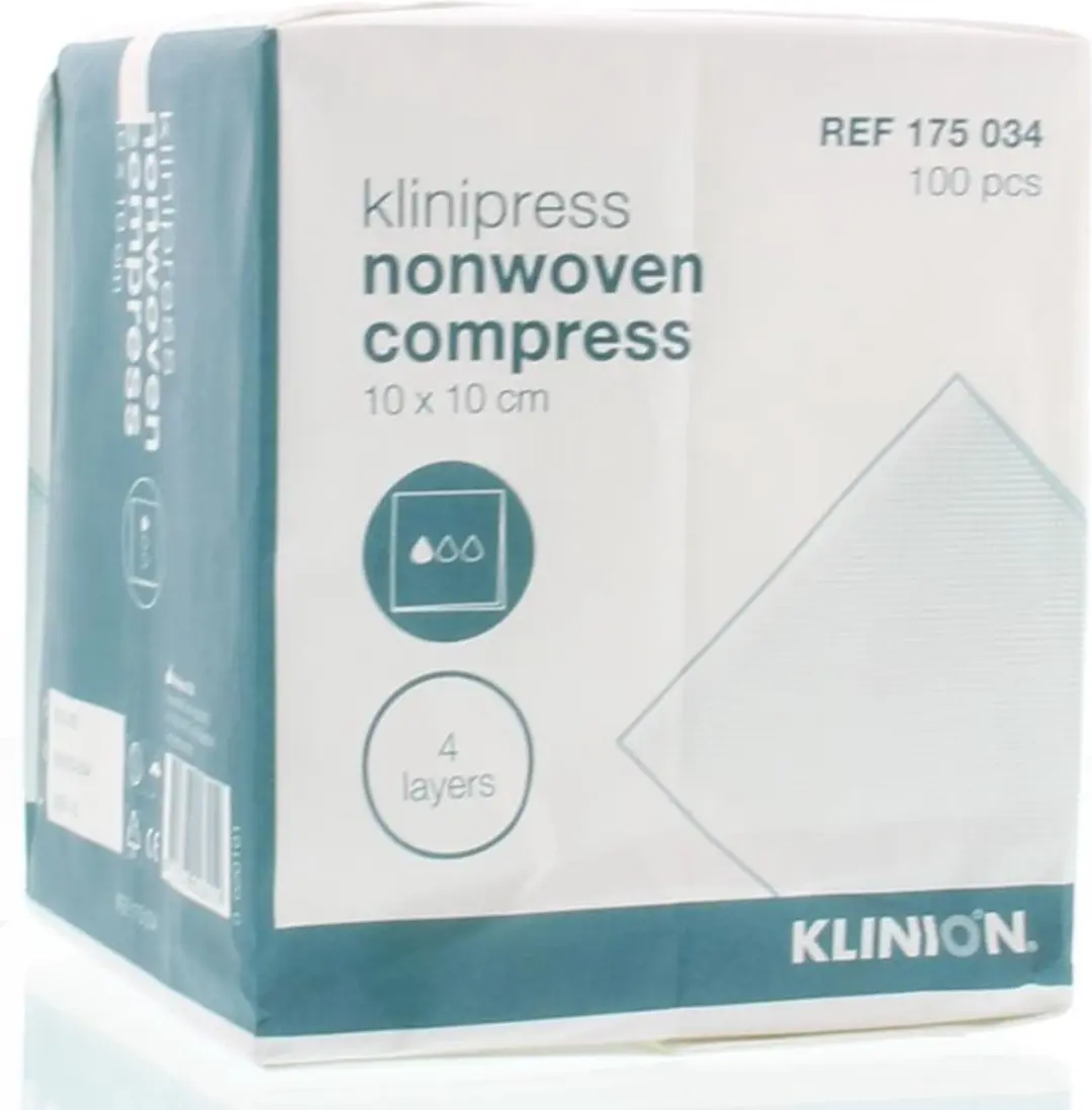 Klinion non-woven kompres, 10 x 10 cm, 100 stuks 175034