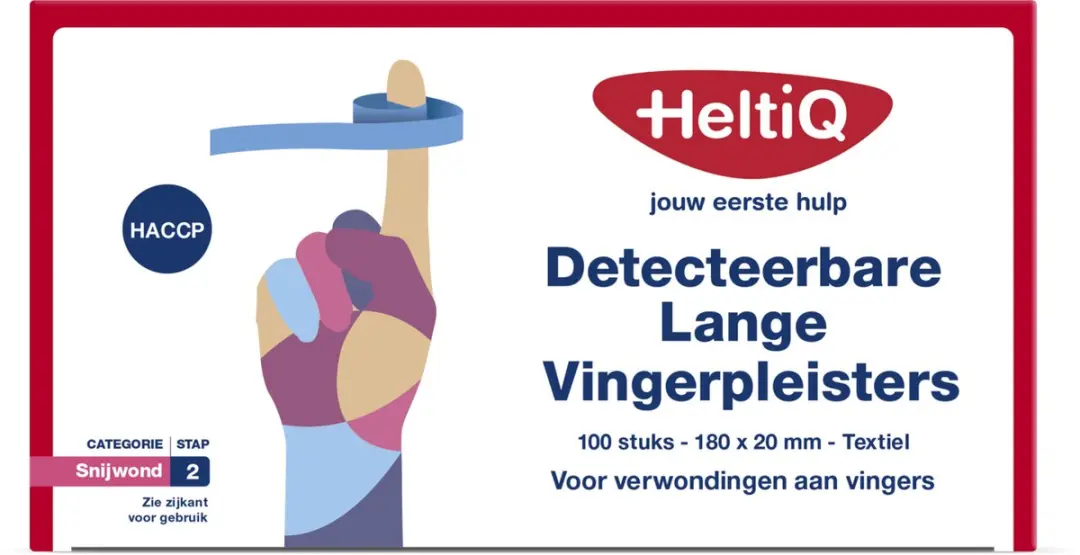 HeltiQ Detecteerbare vingerpleisters 180x20mm - 100 Stuks - Blauw - afbeelding 4 van 4