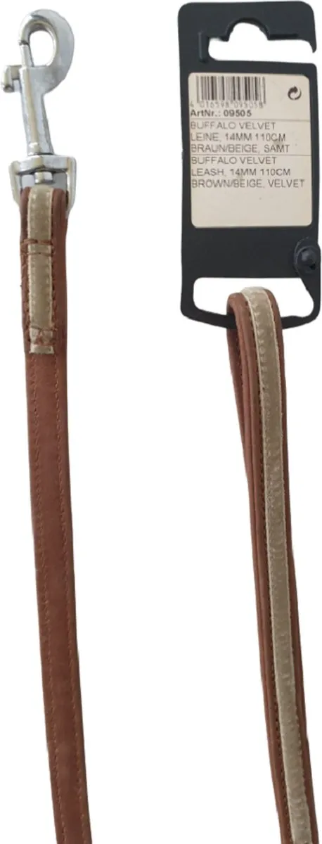 Flamingo Karlie Buffalo Velvet Hondenriem 14mm - 110cm - Bruin/Beige