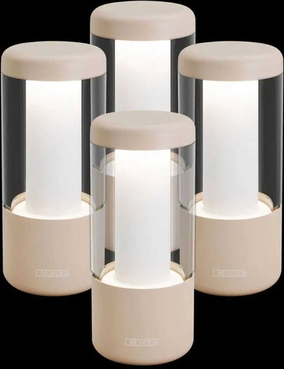 NEWDES Oplaadbare tafellampen set NIP van 4, zand
