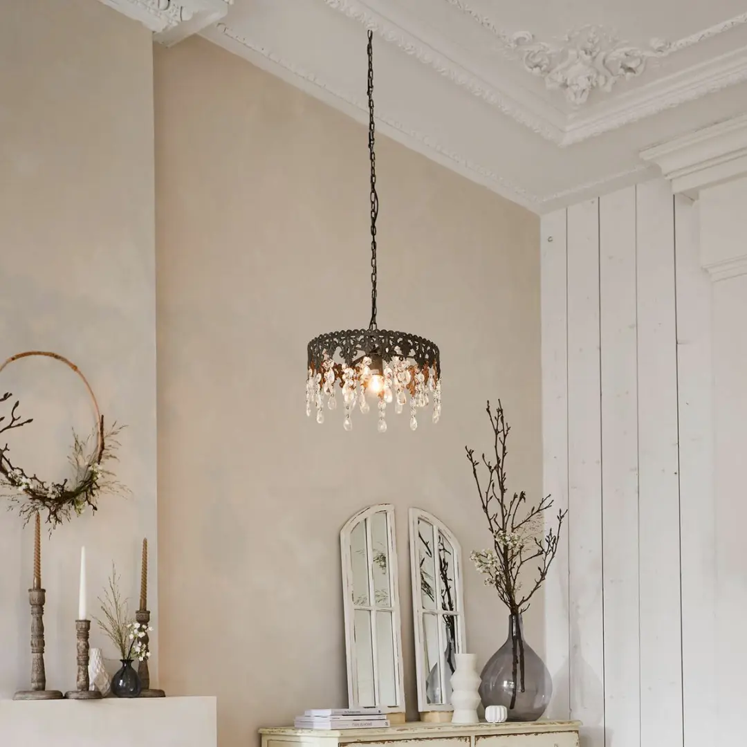 Loberon Escoire hanglamp antiekgrijs/helder 38cm - afbeelding 4 van 6