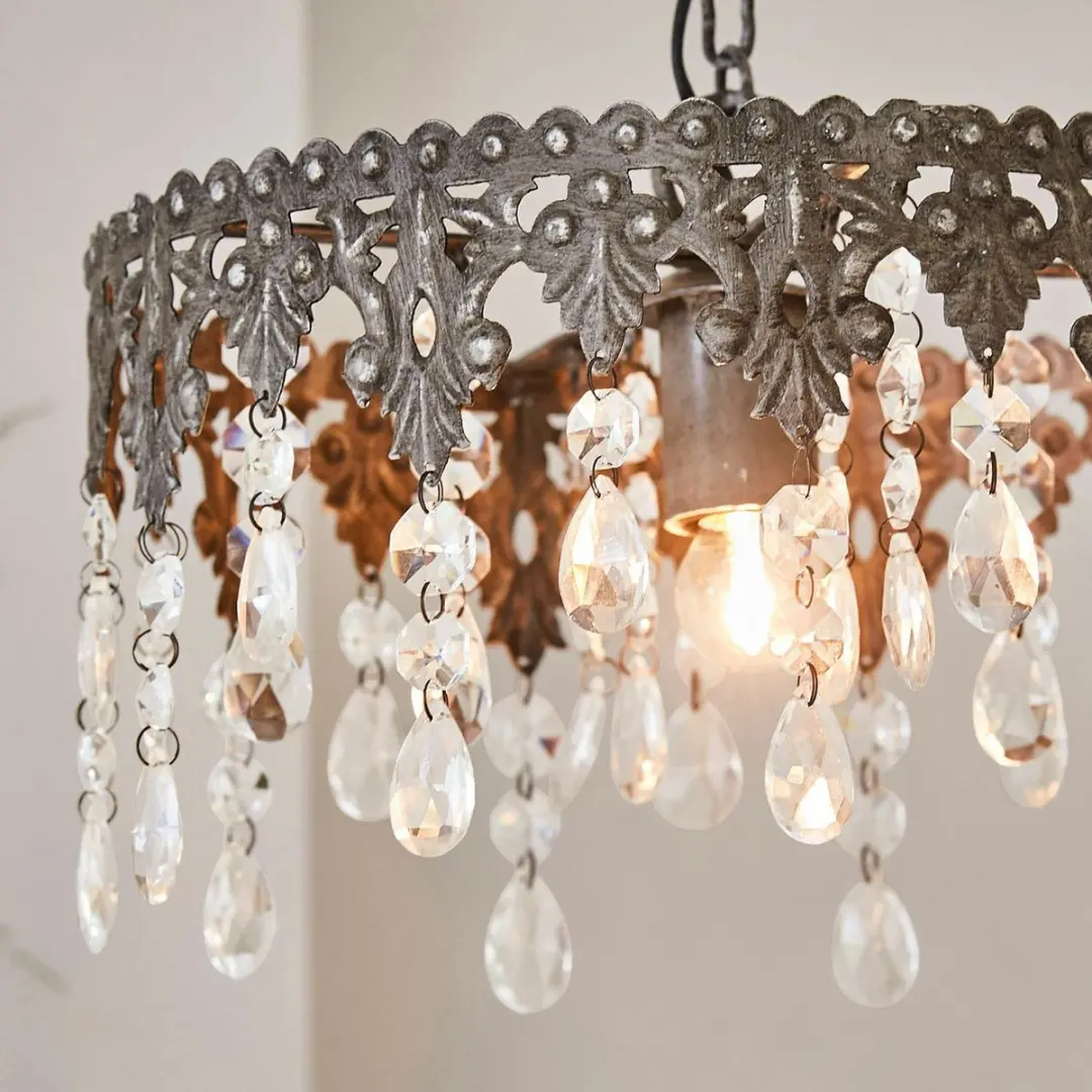Loberon Escoire hanglamp antiekgrijs/helder 38cm - afbeelding 3 van 6