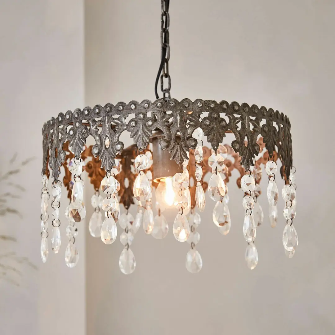 Loberon Escoire hanglamp antiekgrijs/helder 38cm - afbeelding 5 van 6