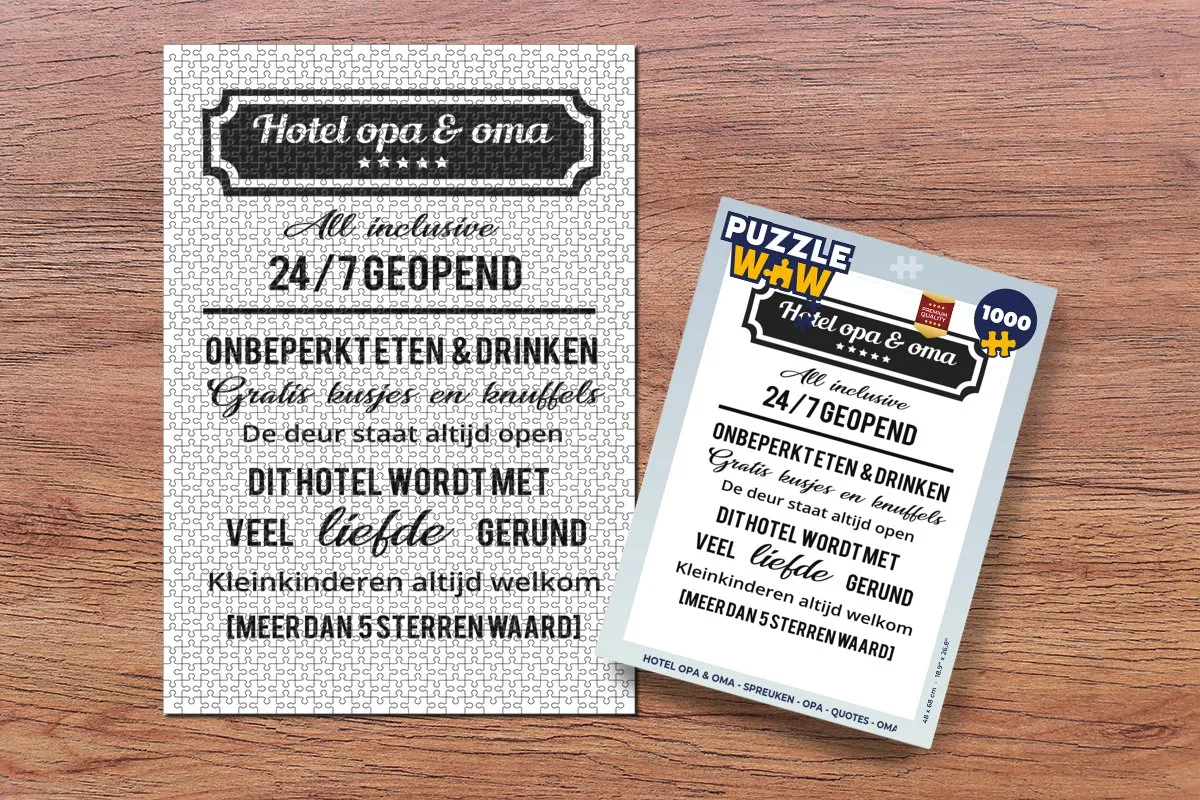 PuzzleWow Hotel Opa & Oma Legpuzzel 1000 Stuks - Multicolor