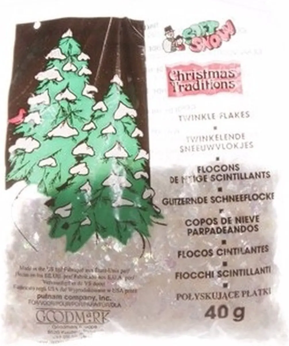 Kerstboom versiering glitter sneeuwvlokjes 40 gram