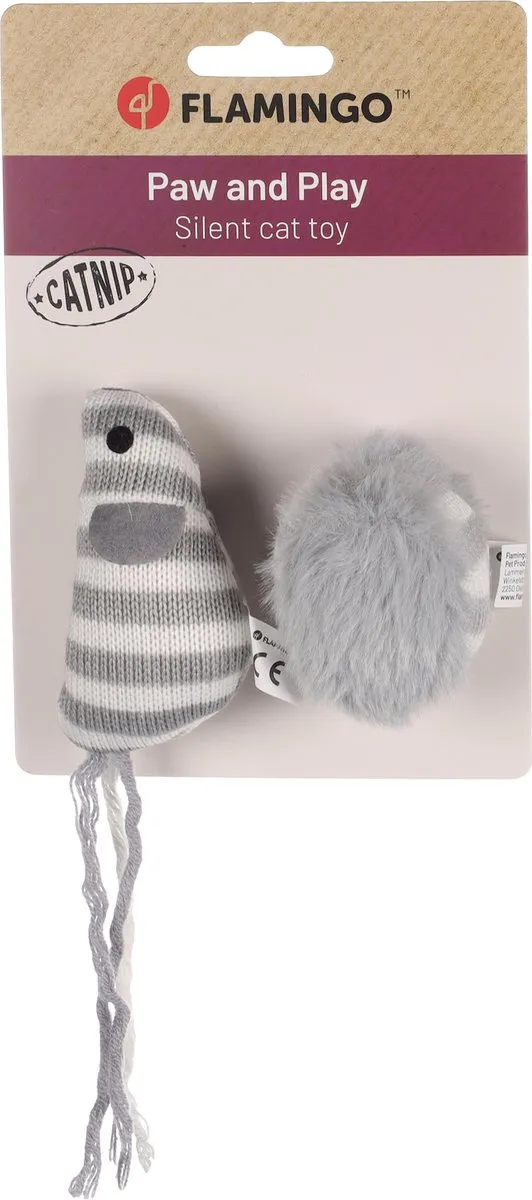 Flamingo Faci Katten Speelgoed - Ps Faci Muis + Bal - 2 Stuks